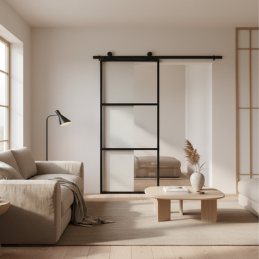 Schuifdeur met rails Britt, zwart, 2507×950 mm