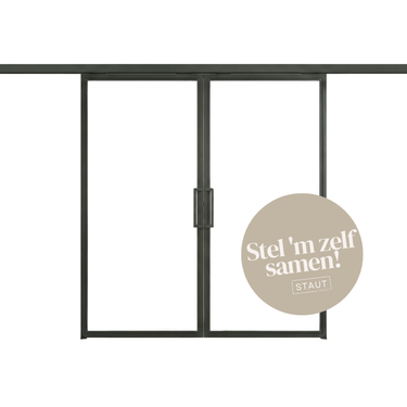 Dubbele stalen schuifdeur met koof MAATWERK