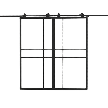 Dubbele schuifdeur met rails Beau, zwart, 2322×1856 mm