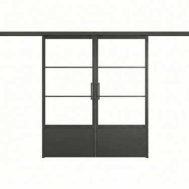 Dubbele stalen schuifdeur met koof Dex