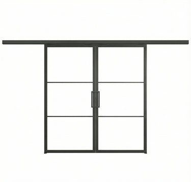 Dubbele stalen schuifdeur met koof Britt