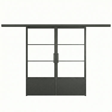 Dubbele stalen schuifdeur met koof Dex