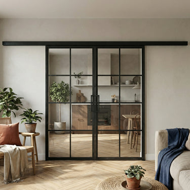 Dubbele stalen schuifdeur met koof Ivy