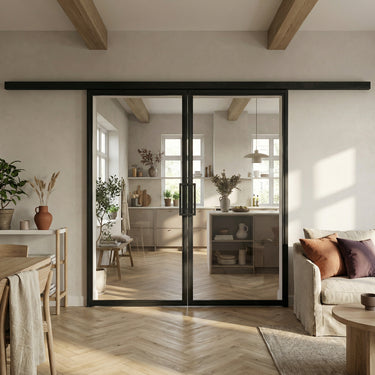 Dubbele stalen schuifdeur met koof Jack