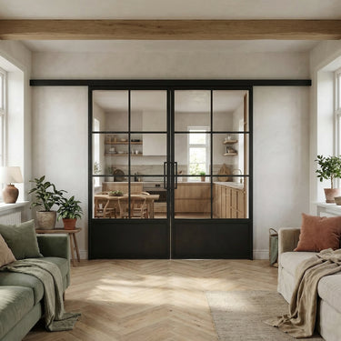 Dubbele stalen schuifdeur met koof Mila